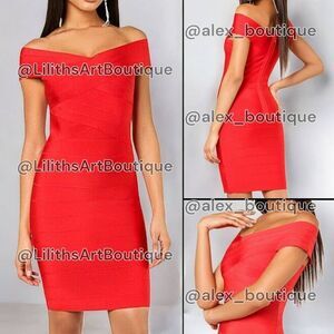 WOW Couture Off The Shoulder Bandage Bodycon Mini Dress(C048)-Size L for…